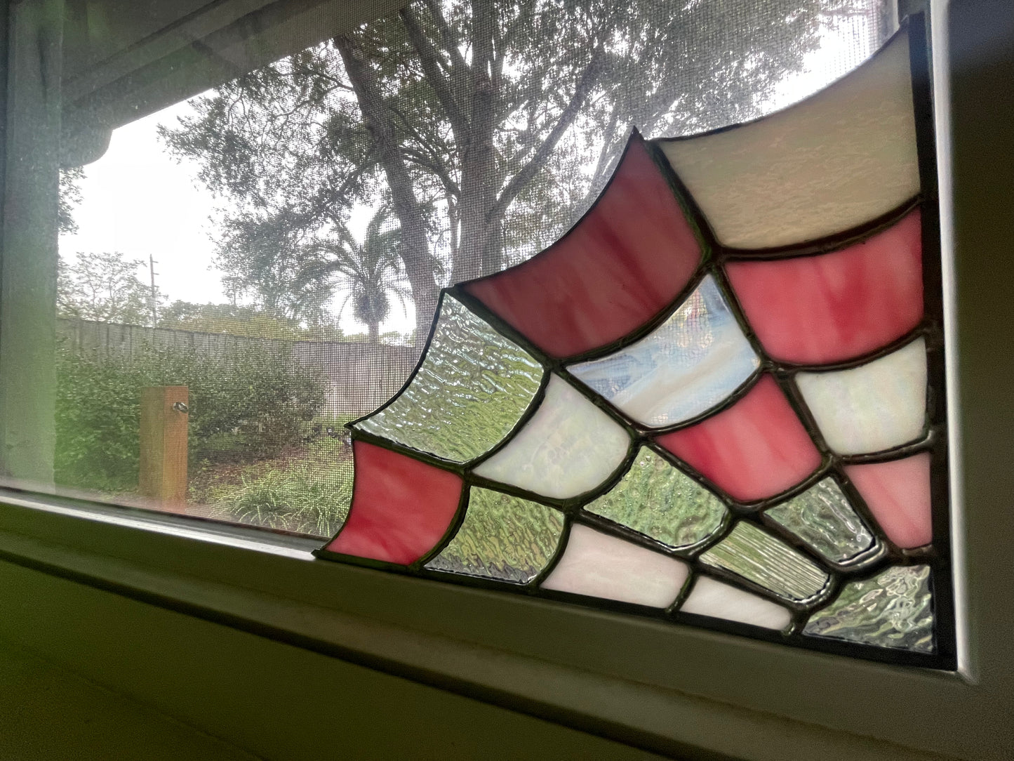 Pink, White, Iridescent Corner Spiderweb